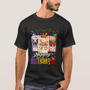 Happy Hallothanksmas Coquette Bow Halloween Thanks T-Shirt