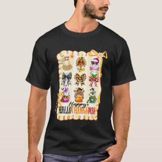 Happy Hallothanksmas Coquette Bow Halloween Thanks T-Shirt
