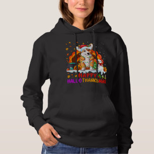 Happy Hallothanksmas Corgi Dog Halloween Thanksgiv Hoodie