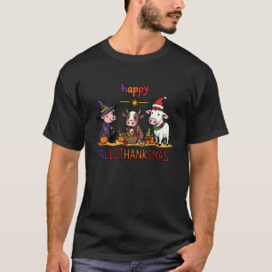 Happy Hallothanksmas Cow & Cute Farm Animal Holida T-Shirt