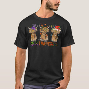 happy Hallothanksmas Cow xmas Halloween Thanksgivi T-Shirt