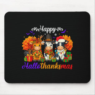 Happy Hallothanksmas Cows Gifts For Farmer Mouse Pad