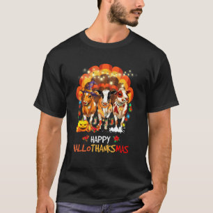 Happy Hallothanksmas Cows Turkey Thanksgiving T-Shirt