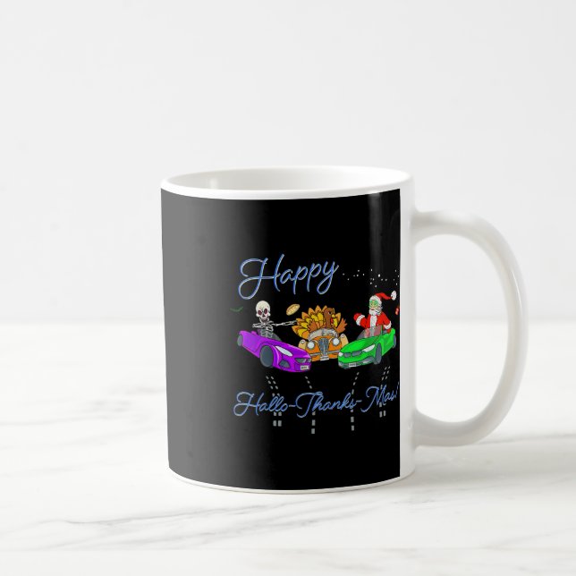 Happy Hallothanksmas Crashing Christmas Fun Holida Coffee Mug (Right)