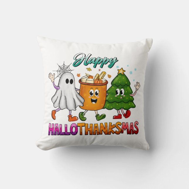 Happy Hallothanksmas Cushion (Front)