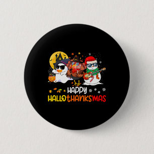 Happy Hallothanksmas Cute Ghost Halloween Thanksgi 6 Cm Round Badge