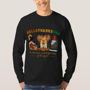 Happy Hallothanksmas Cute Gnomes Fall Halloween T-Shirt