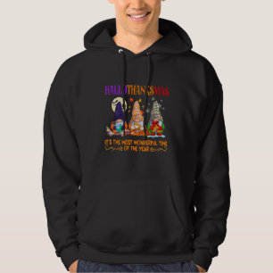 Happy Hallothanksmas Cute Gnomes Fall Halloween Wo Hoodie