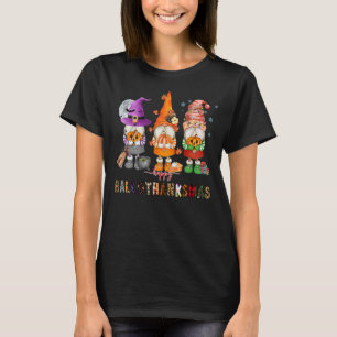 Happy Hallothanksmas Cute Gnomes Fall Halloween Wo T-Shirt