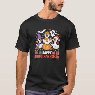 Happy Hallothanksmas Cute Goose Duck Animal Holida T-Shirt