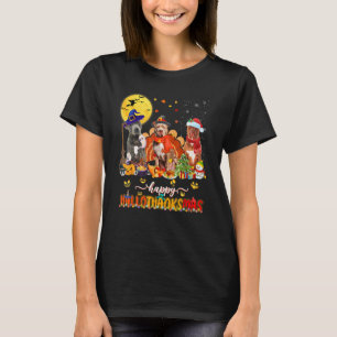 Happy Hallothanksmas Cute Pitbull Wizard Hat Turke T-Shirt