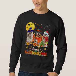 Happy Hallothanksmas Cute Shih Tzu Wizard Hat Turk Sweatshirt