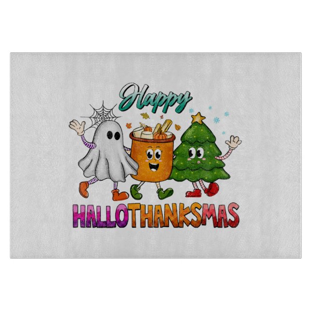 Happy Hallothanksmas Cutting Board (Front)