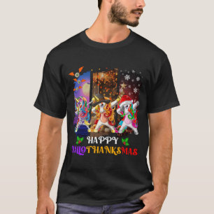 Happy Hallothanksmas Dabbing Zombie Unicorn T-Shirt