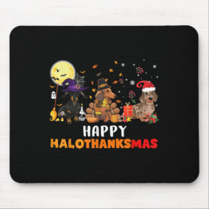 Happy Hallothanksmas Dachshund Dog Lover Halloween Mouse Pad
