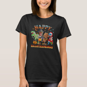 Happy Hallothanksmas Dinosaur Rex Halloween Thanks T-Shirt
