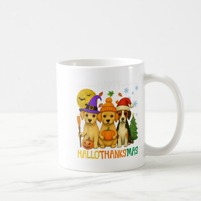 Happy Hallothanksmas Dog Lovers Funny Holiday Mash Coffee Mug (Right)