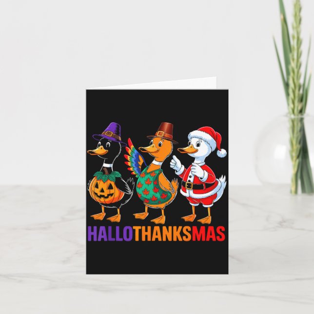 Happy Hallothanksmas Duck Lover Halloween Merry Ch Card (Front)