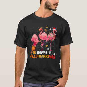 Happy Hallothanksmas Flamingo Halloween T-Shirt