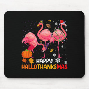 Happy Hallothanksmas Flamingo Mouse Pad