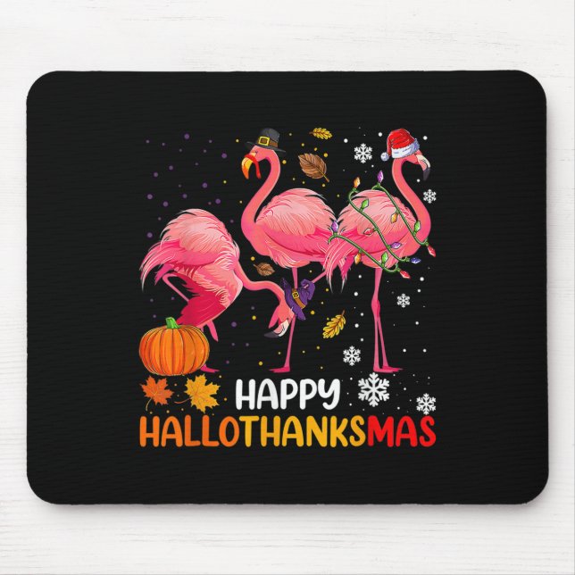 Happy Hallothanksmas Flamingo  Mouse Pad (Front)