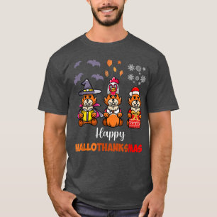 Happy Hallothanksmas Fo Lovers Halloween Thanksgiv T-Shirt