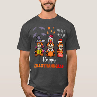 Happy Hallothanksmas Fo Lovers Halloween Thanksgiv T-Shirt