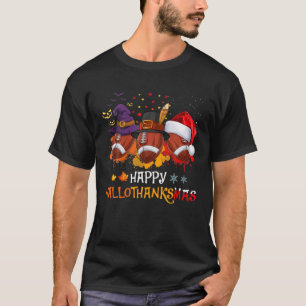 Happy Hallothanksmas Football Halloween And Christ T-Shirt