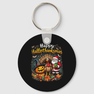Happy Hallothanksmas For Halloween Thanksmas Holid Key Ring