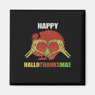 Happy Hallothanksmas Fun Holiday Season Mashup Magnet