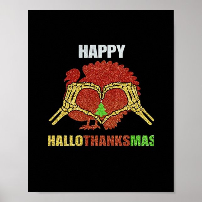 Happy Hallothanksmas Fun Holiday Season Mashup Poster (Front)