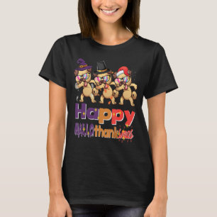 Happy Hallothanksmas fun quotes dabbing dog ghost  T-Shirt