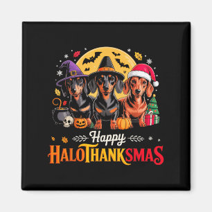 Happy Hallothanksmas Funny Dachshund Dog Lover Dog Magnet