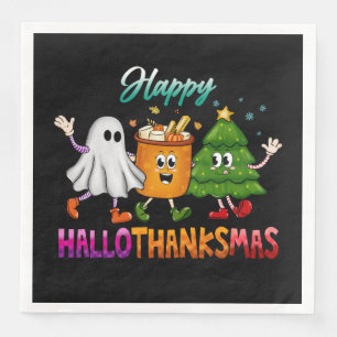 Happy HalloThanksMas Funny Dark Napkin