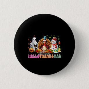 Happy Hallothanksmas Funny Halloween Thanksgiving 6 Cm Round Badge