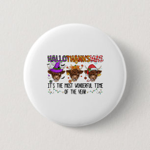 Happy Hallothanksmas Funny Halloween Thanksgiving 6 Cm Round Badge