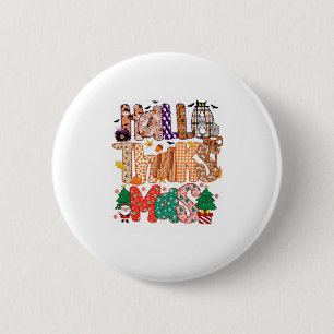 Happy Hallothanksmas Funny Halloween Thanksgiving 6 Cm Round Badge