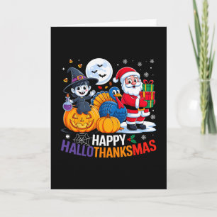 Happy Hallothanksmas Funny Halloween Thanksgiving  Card