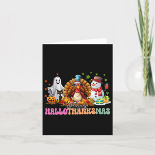 Happy Hallothanksmas Funny Halloween Thanksgiving  Card