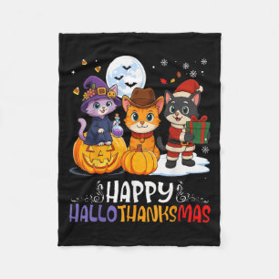 Happy Hallothanksmas Funny Halloween Thanksgiving  Fleece Blanket