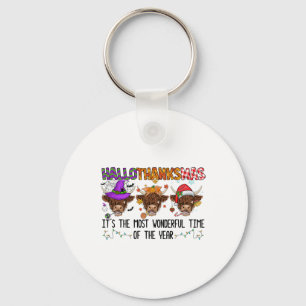 Happy Hallothanksmas Funny Halloween Thanksgiving Key Ring