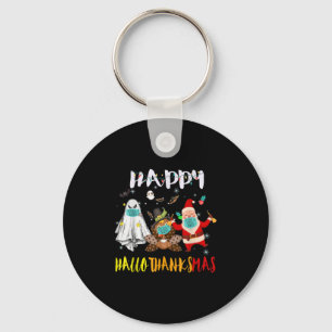 Happy Hallothanksmas Funny Halloween Thanksgiving Key Ring