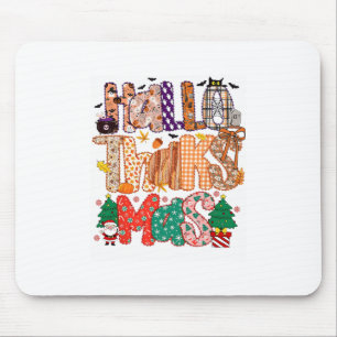 Happy Hallothanksmas Funny Halloween Thanksgiving Mouse Pad