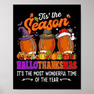 Happy Hallothanksmas Funny Halloween Thanksgiving Poster
