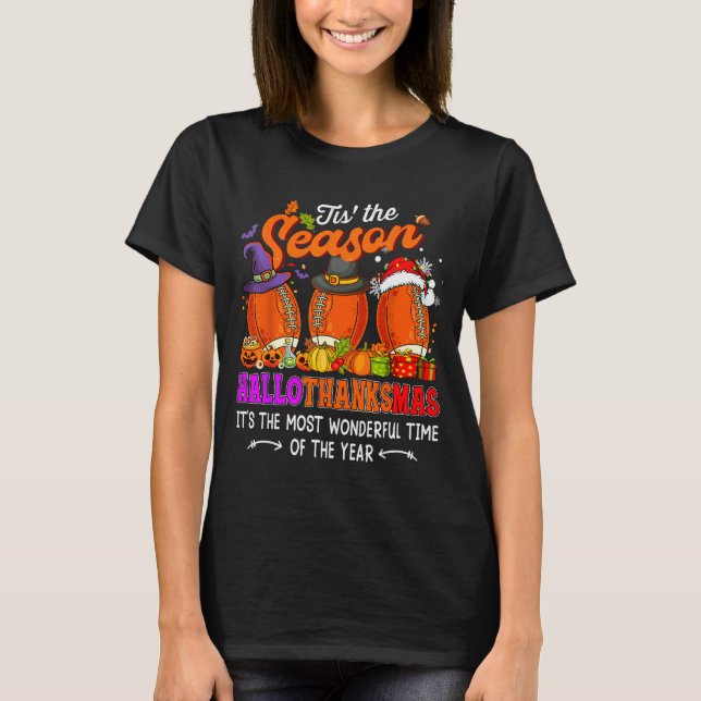 Happy Hallothanksmas Funny Halloween Thanksgiving  T-Shirt (Front)