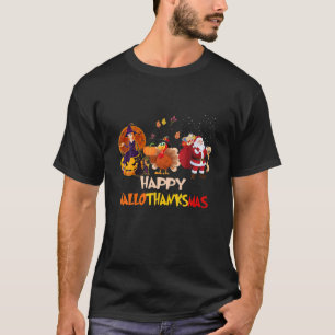 Happy Hallothanksmas Funny Halloween Thanksgiving T-Shirt