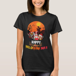 Happy Hallothanksmas Funny Halloween Thanksgiving T-Shirt