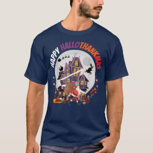 Happy Hallothanksmas Funny Halloween Thanksgiving  T-Shirt