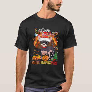 Happy Hallothanksmas Funny Reindeer Santa Turkey C T-Shirt