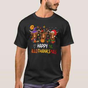 Happy HalloThanksMas Funny Santa Cow Halloween Tha T-Shirt